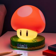 【Paladone UK】任天堂超級瑪利歐 蘑菇3合1 床頭擺設電子鬧鐘小夜燈