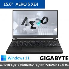 技嘉 AERO 5 XE4 創作者筆電(i7-12700H/RTX3070Ti 8G/OLED 4K/16G/1TB SSD/Win11 Home+M365/UHD/15.6)