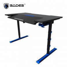 【SADES 賽德斯】ALPHA 藍光可調式電競桌 (黑藍)