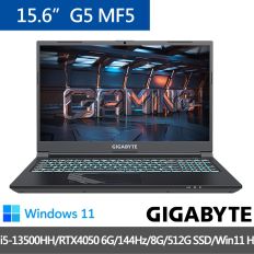 【GIGABYTE 技嘉】15.6吋 i5 RTX 4050電競筆電(G5 MF5-52TW383SH/i5-13500H/144Hz/8G/512G SSD/Win11)