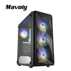 【Mavoly 松聖 】黑加侖 水果系列 電腦機殼(內附ARGB定光風扇x4/玻璃透側機殼)