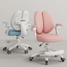 【坐得正】 雙背電腦椅 有腳踏款式 人體工學椅 旋轉椅 辦公椅 學習椅 成長椅(OA550 有腳踏)-粉色