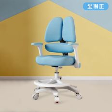 【坐得正】2024新款 三背護腰人體工學電腦椅 旋轉椅 兒童青少年升降椅(OA700 有腳踏)-藍色