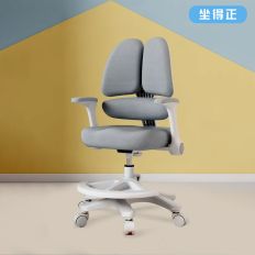 【坐得正】2024新款 三背護腰人體工學電腦椅 旋轉椅 兒童青少年升降椅(OA700 有腳踏)-灰色